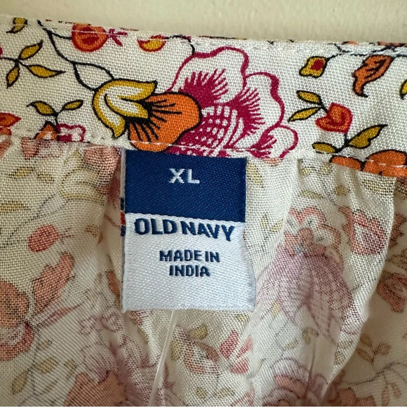 NWT old navy size XL Loose Fit Button Up Floral Blouse Shirt rayon new pink - Picture 7 of 9